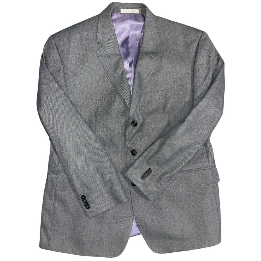 Sean John Fine Tailored Sport Jacket Suit Blazer Gray Mens 42S Notch Lapel